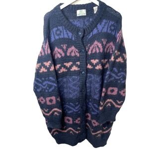 Baldimaglie Italy Kid Mohair Blend Multicolor Oversized Cardigan Sweater, Large